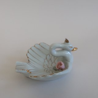 Vintage 1950s Ceramic Swan Tray/ビンテージ 陶器 スワン 小物入れ アクセサリートレー(A496)