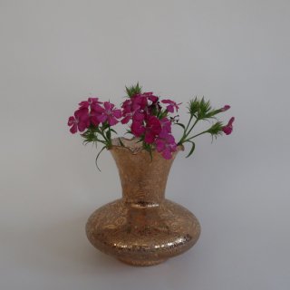 Vintage 50's Glass Gold Flower Vase/ビンテージ ガラス ゴールド フラワーベース /花器/花瓶(A498)