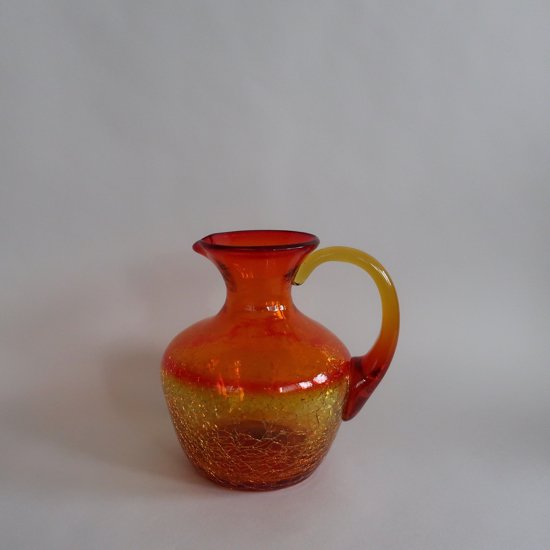 Vintage Orange Glass Jug Flower Vase/ビンテージ オレンジ 