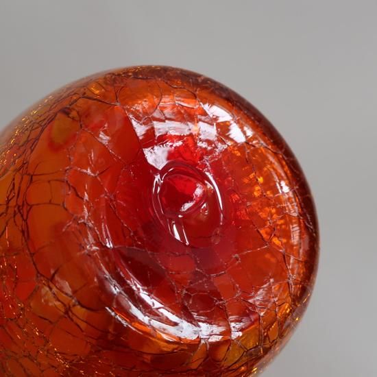 ジャパン ヴィンテージ ガラス ピッチャー オレンジ/花器/花瓶 Vintage Hand Blown Crackle Glass Pitcher Creamer/Vase（H10