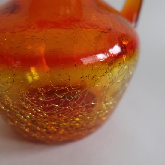 Vintage Orange Glass Jug Flower Vase/ビンテージ オレンジ