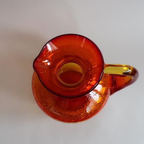 Vintage Orange Glass Jug Flower Vase/ビンテージ オレンジ