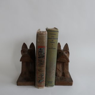 vintage wooden dog bookends /ӥơ å  ֥å ڥset(A504)
