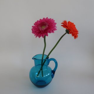 Vintage Blue Glass Jug Flower Vase/ӥơ ֥롼 饹 ԥå㡼 ե١ /ִ/(A521)