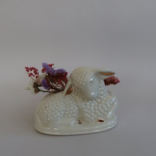 Vintage 50s ceramic sheep flower vase planter/ӥơ ӥ ե١  ץ󥿡(A525)