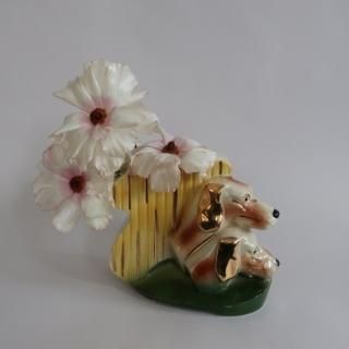 Vintage 50s ceramic dog flower vase/ӥơ  ե١  ִ(A526)
