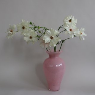 Vintage Pink Marble Flower Vase/ビンテージ ピンク マーブル ガラス フラワーベース /花器/花瓶(A527)