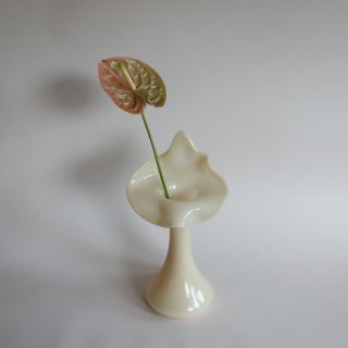 Vintage Fenton Shiny Glossy Custard RARE Jack in the Pulpit Vase /ӥơ եȥե١ /ִ/(A528)