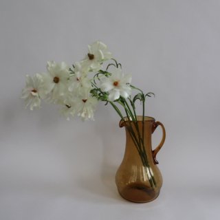 Vintage Amber Glass Jug Flower Vase (L size)/ビンテージ アンバー ガラス ピッチャー フラワーベース /花器/花瓶(A535)