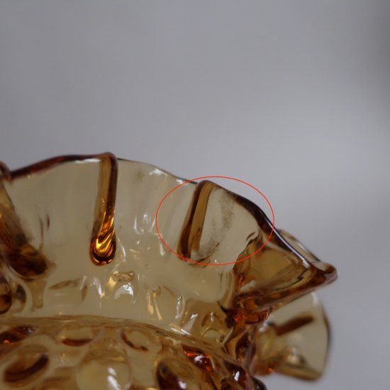 Vintage Fenton Hobnail Ruffled Amber Bowl Vase/ビンテージ