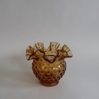 Vintage Fenton Hobnail Ruffled Amber Bowl Vase/ӥơ եȥ ۥ֥ͥ ե١ /ִ/(A538)