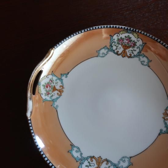 Antique Gold×Orange×Flower Plate/アンティーク オールド