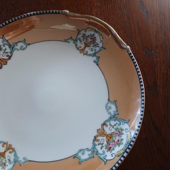 Antique Gold×Orange×Flower Plate/アンティーク オールド