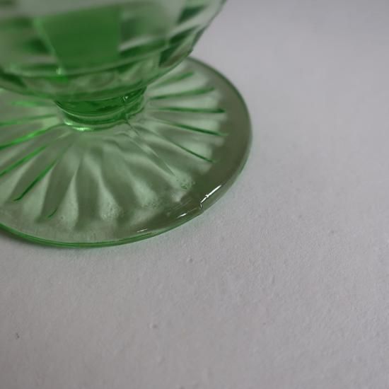 Vintage Hocking BLOCK OPTIC Green Uranium sherbet Glass