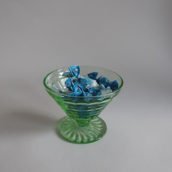 Vintage Hocking BLOCK OPTIC Green Uranium sherbet Glass