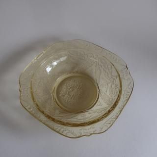 vintage 1930's Federal Madrid yellow glass small plate/ӥơ 饹 ⡼ ץ졼/(A602)