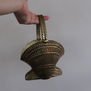 Vintage Shell motif brass basket object/ビンテージ 真鍮 シェル モチーフ バスケット オブジェ(A607)