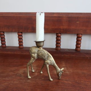 Vintage Deer Brass Candle Holder/ビンテージ 真鍮製 鹿モチーフ キャンドルホルダー/燭台(A612)