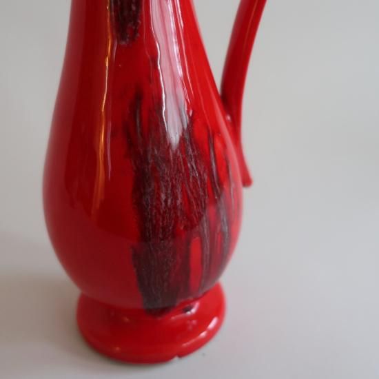 Vintage Mid Century Red ceramic flower vase/ビンテージ ミッド