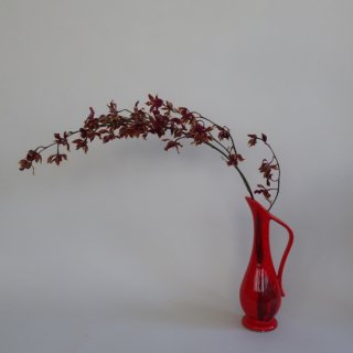 Vintage Mid Century Red ceramic flower vase/ビンテージ ミッドセンチュリー 陶器 フラワーベース/花瓶(A619)