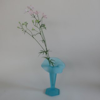 Vintage westmoreland glass社製 aqua blue frost glass vase/ビンテージ ブルー ガラス フラワーベース /花器/花瓶(A622)