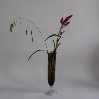 Vintage smoke glass flower vase/ビンテージ スモークガラス フラワーベース/花器/花瓶(A625)