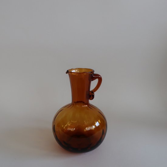Vintage Amber Glass Jug Flower Vase/ビンテージ アンバー ガラス ピッチャー フラワーベース  /花器/花瓶(A627)