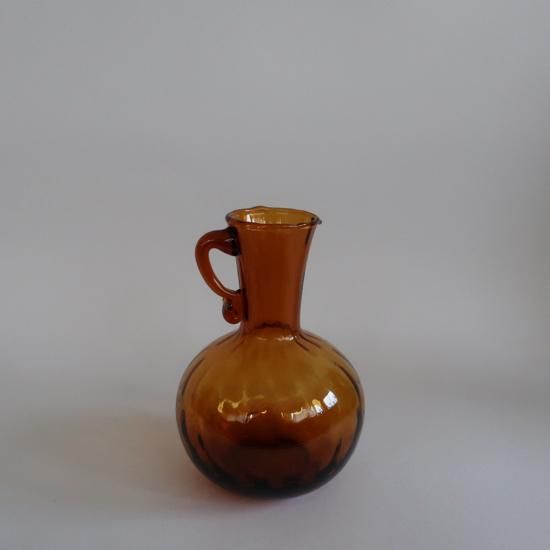 Vintage Amber Glass Jug Flower Vase/ビンテージ アンバー