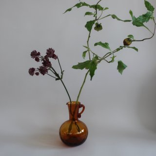 Vintage Amber Glass Jug Flower Vase/ӥơ С 饹 ԥå㡼 ե١ /ִ/(A627)