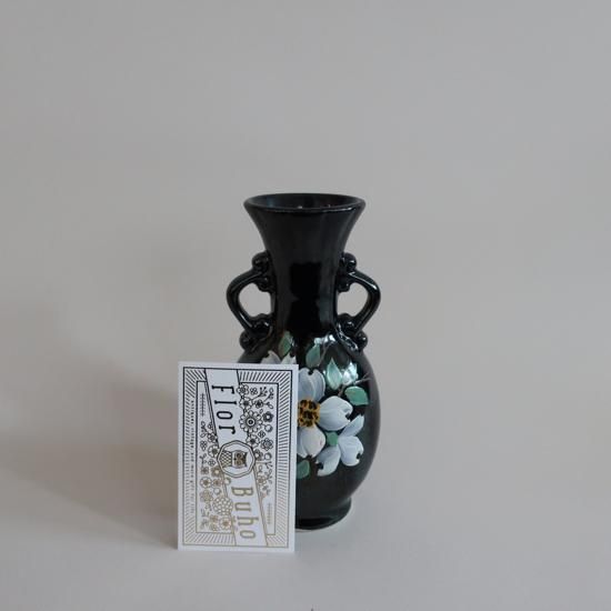 ヴィンテージ ハンドペイント フラワーベース 花瓶 花瓶 花器 日本製 ハンドペイント 昭和15年頃 赤い花柄