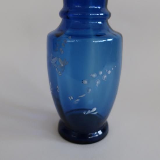 Antique Blue Ruffled glass Flower Vase/アンティーク ブルー Antique Blue Ruffled glass Flower Vase/アンティーク ブルー