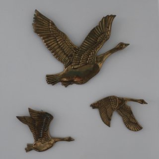 Vintage MCM 3 piece Birds Brass Wall Deco/ӥơ  Ļ  ǥ SET/ɳݤ(A643)