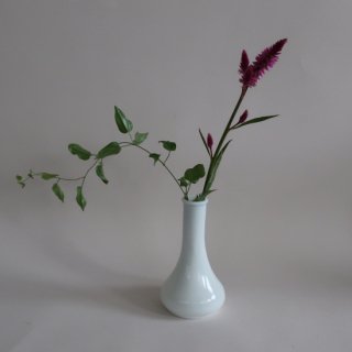 Vintage milk glass flower vase/ビンテージ ミルクガラス フラワーベース/花器/花瓶(A644)