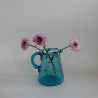 Vintage Blue glass flower vase/ビンテージ ブルー ガラス フラワーベース/花器/花瓶(A682)