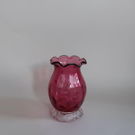 アンティーク　クランベリーガラス花器 Vintage Pilgrim Glass Cranberry Flower Vase/ビンテージ