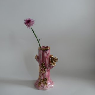 Vintage 1950s Pink Tree Ceramic Flower vase/ビンテージ 陶器 フラワーベース /花瓶/一輪挿し(A693)