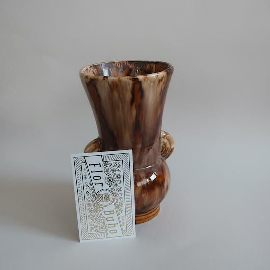 Vintage USA Brown Ceramic Flower Vase/ビンテージ 陶器
