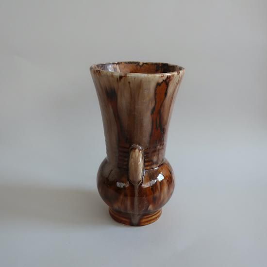 Vintage USA Brown Ceramic Flower Vase/ビンテージ 陶器