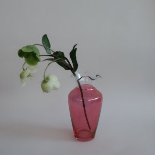 Vintage Pink Glass Small Flower Vase/ビンテージ ピンク ガラス フラワーベース /花器/花瓶(A720)