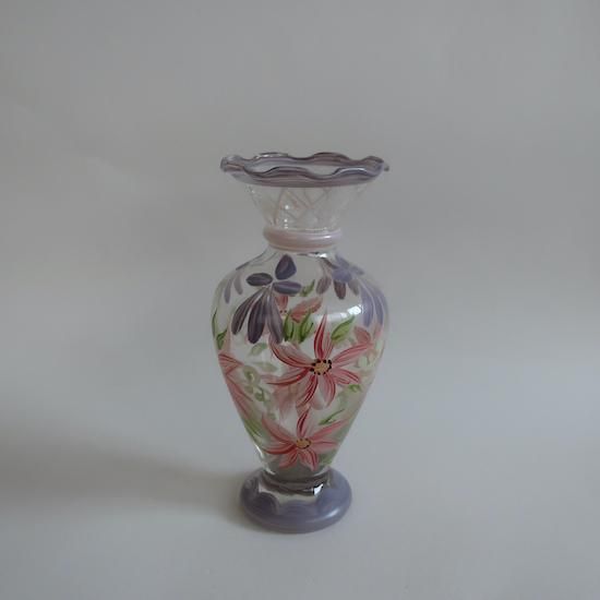 Vintage Tracy Porter Glass Hand Painted Ruffled Flower Vase