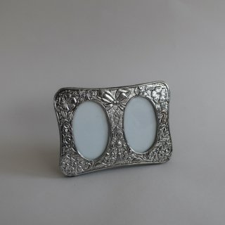 Vintage silver photo frame/ビンテージ シルバー 花柄 フォトフレーム/写真立て(A746)

