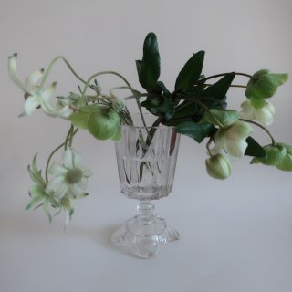 Vintage Clear Glass Flower Vase/ビンテージ ピンク ガラス フラワーベース /花器/花瓶(A749)