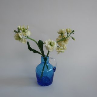 Vintage mini blue glass flower vase/ビンテージ ブルー ガラス ミニ フラワーベース /花器/一輪挿し(A761)