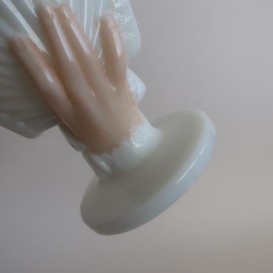 Vintage Milk Glass Hand Motif stand/ビンテージ ミルクガラス