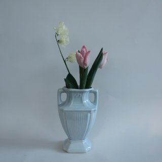 Vintage USA Ceramic Flower Vase/ビンテージ 陶器 ブルー フラワーベース/花瓶(A767)