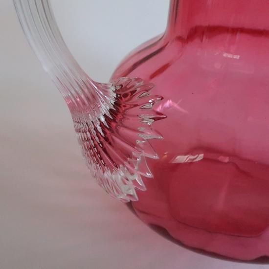 Vintage Cranberry Pink glass flower vase pitcher Jug