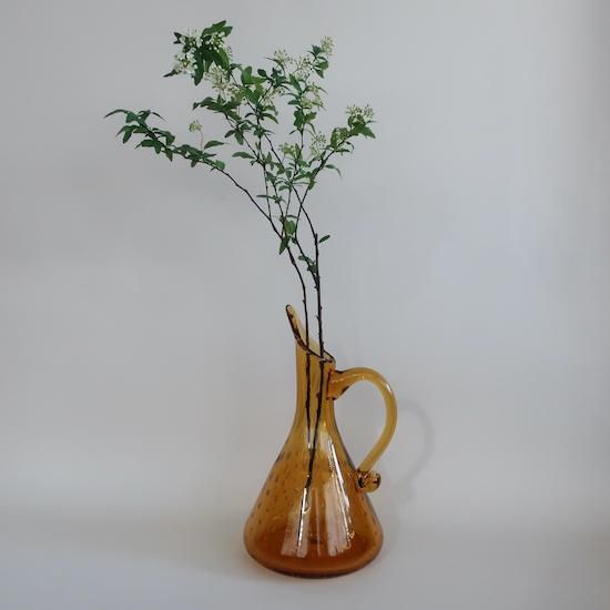 Vintage Amber Glass Large Flower Vase/ビンテージ アンバー