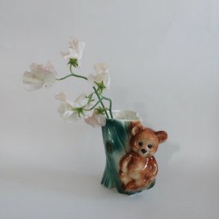 Vintage USA Bear Ceramic Flower Vase/ビンテージ 陶器 クマモチーフ フラワーベース/花瓶(A783)