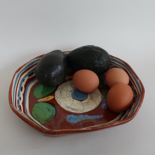 Vintage Made in Mexico ceramic bowl/ビンテージ メキシコ製 陶器 プレート ボウル(A784)
