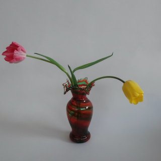 Vintage Marble Hand Made Glass Flower Vase/ビンテージ マーブル ガラス フラワーベース /花器/花瓶(A801)